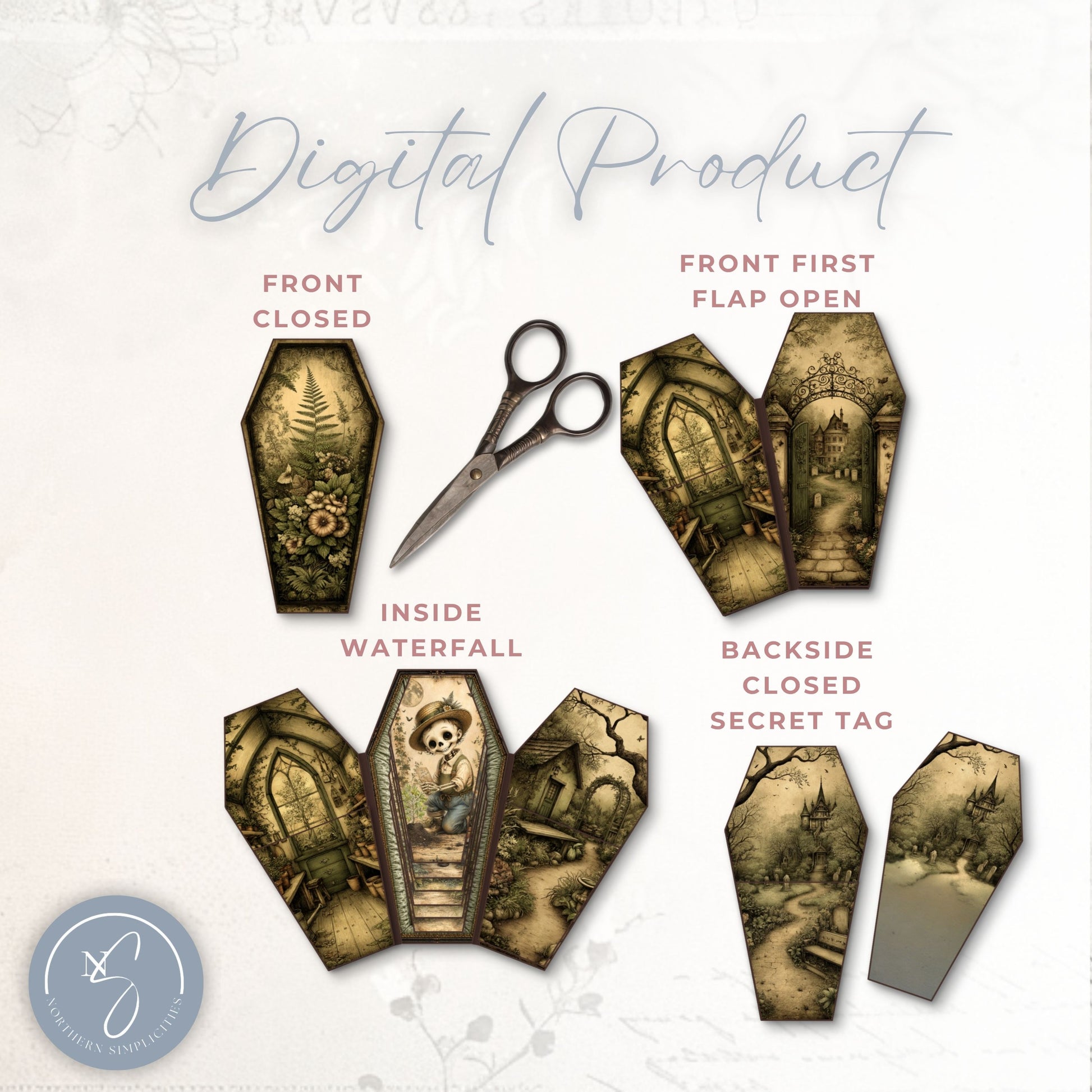 Midnight Manor Bones Coffin Waterfall Hidden Paperclip