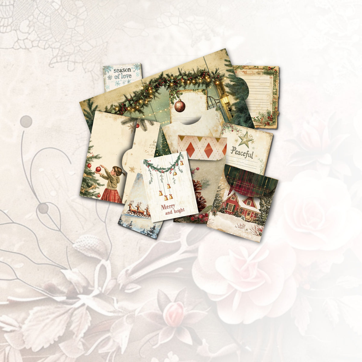 Classic Christmas Journal Cards and Mini Envelopes