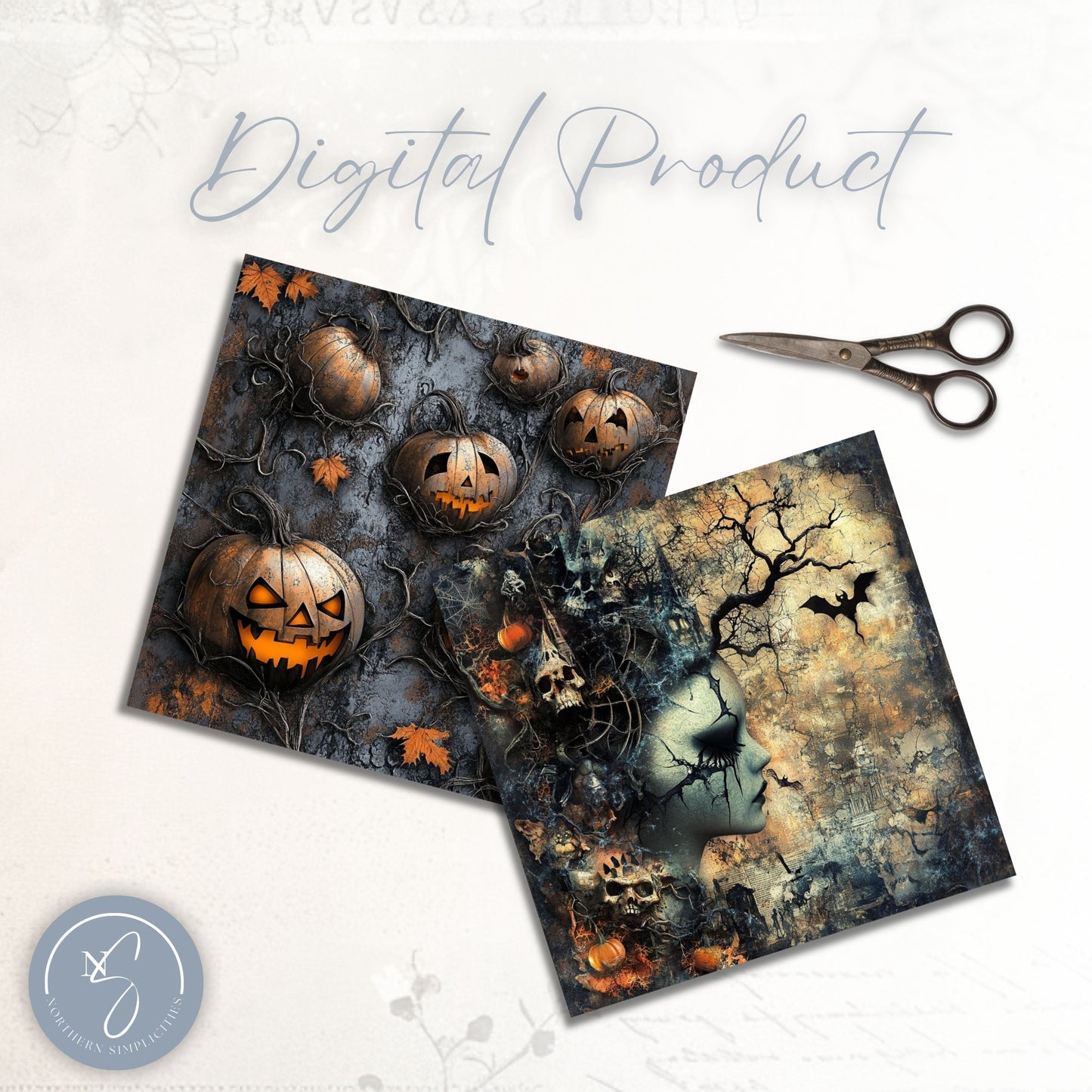 Spooky Reflections Halloween Digital Papers