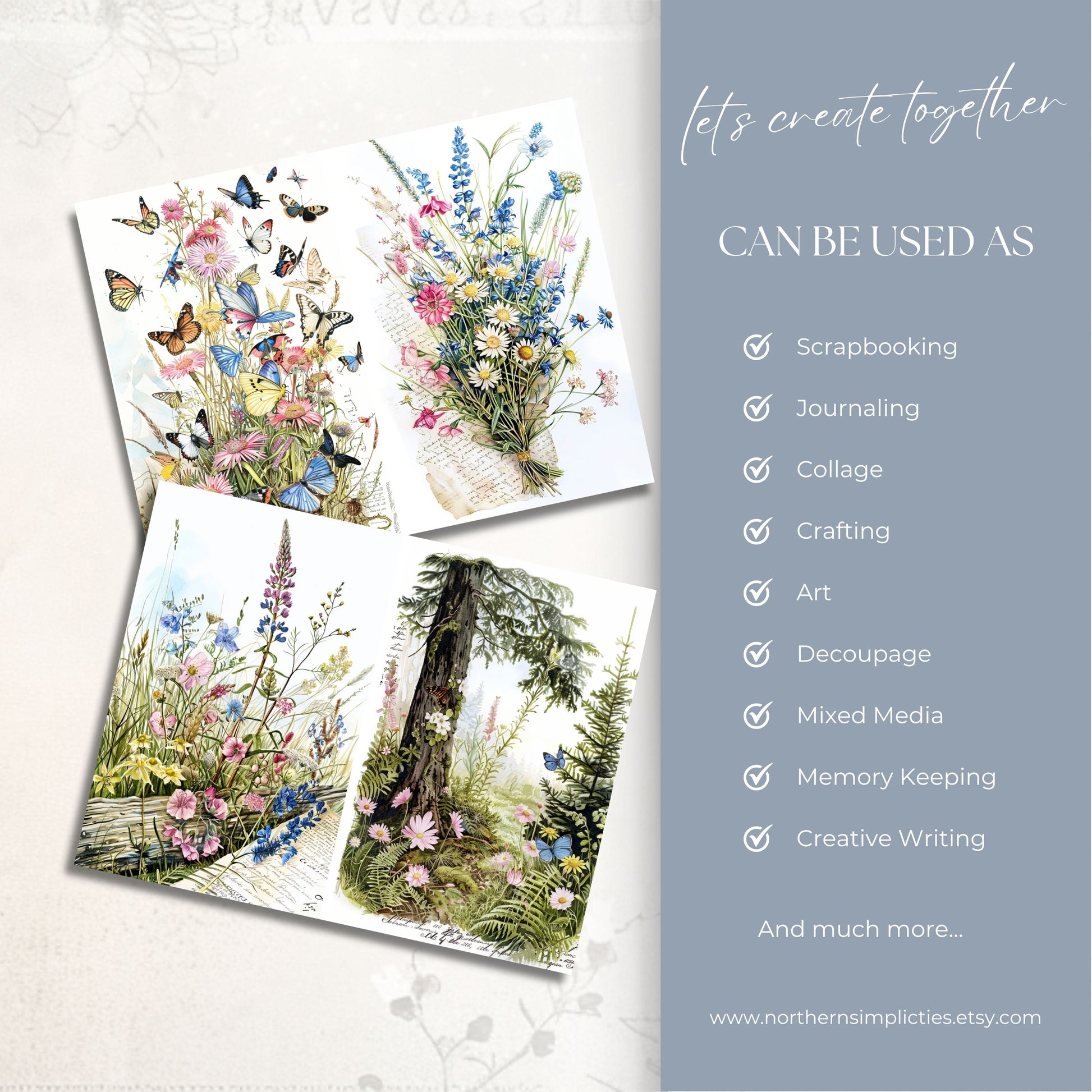 Watercolor Wildflowers Journal Papers