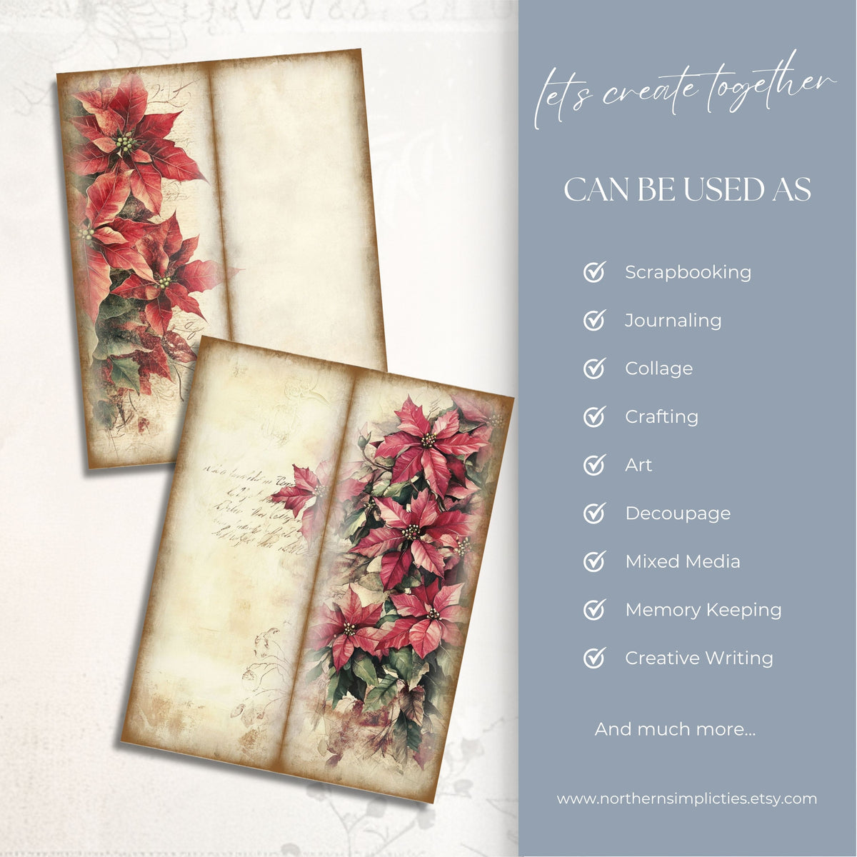 Poinsettia Perfection Tall Journal Pages