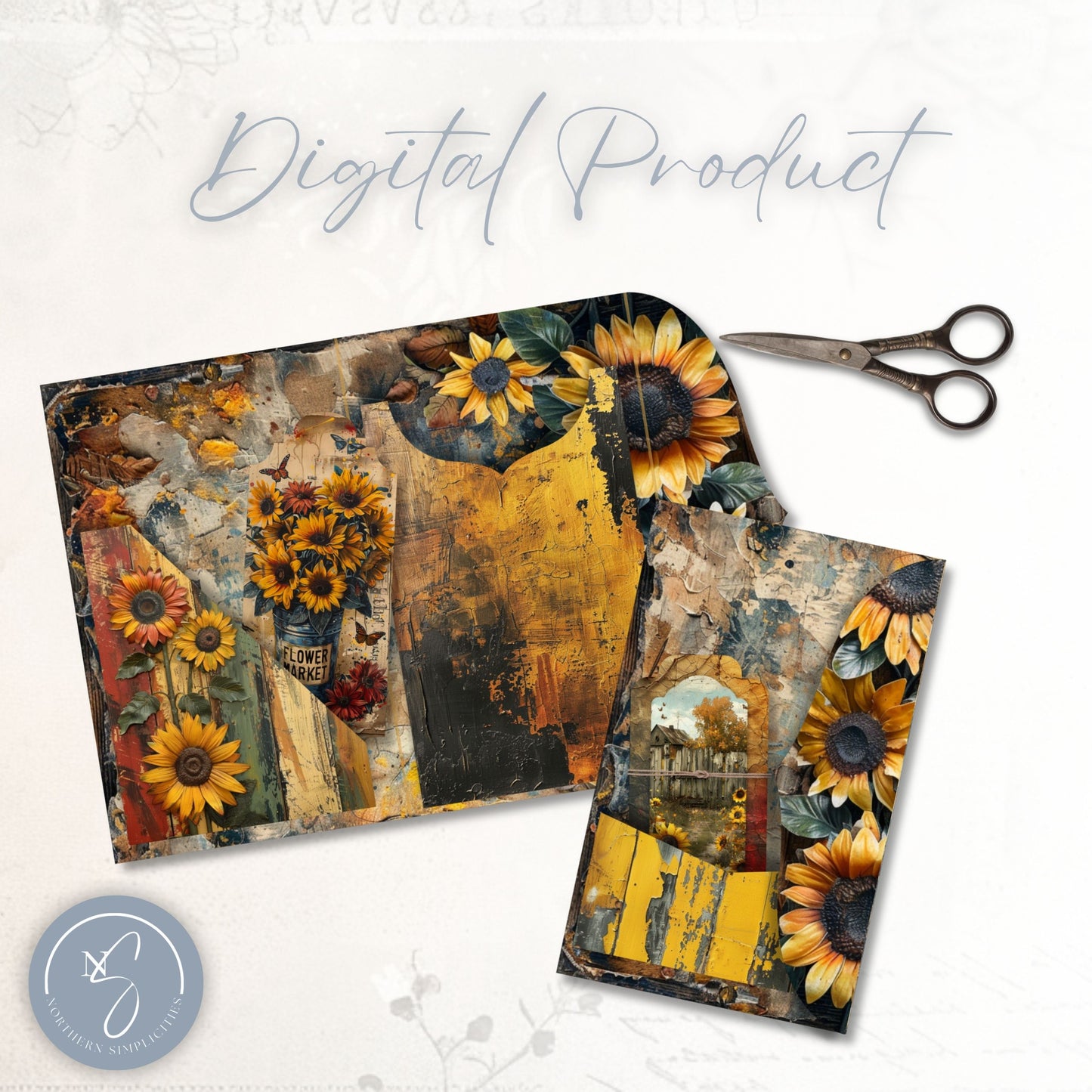 Rustic Sunflowers Junk Journal Kit