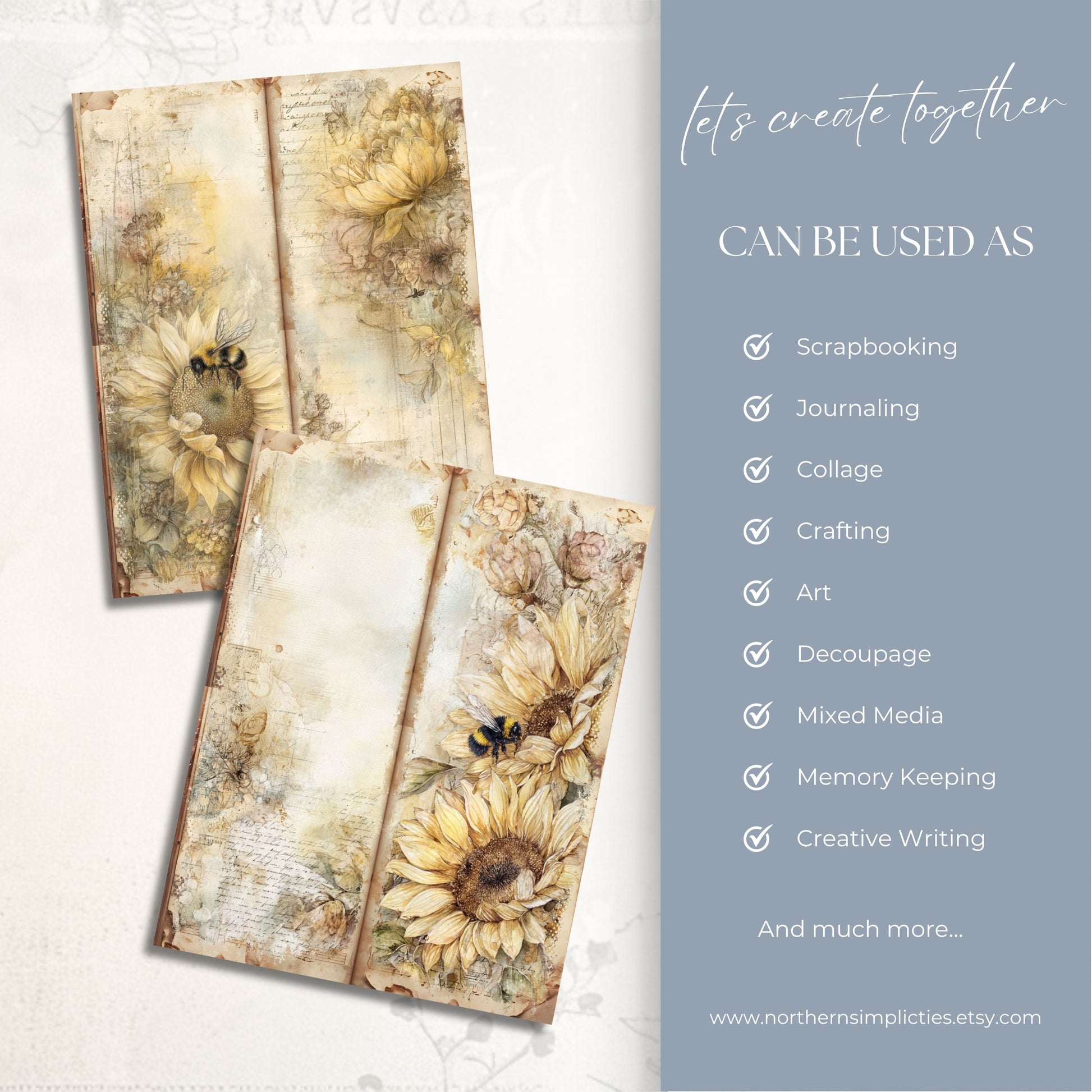 Honey Garden Tall Journal Pages