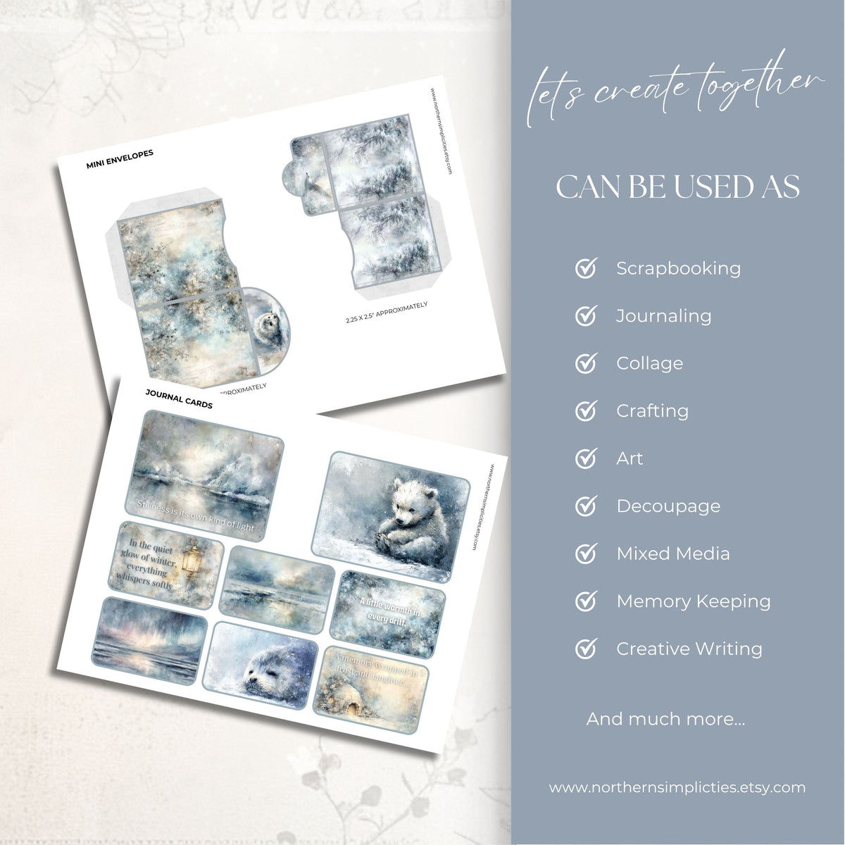 Arctic Kiss Journal Cards and Mini Envelopes