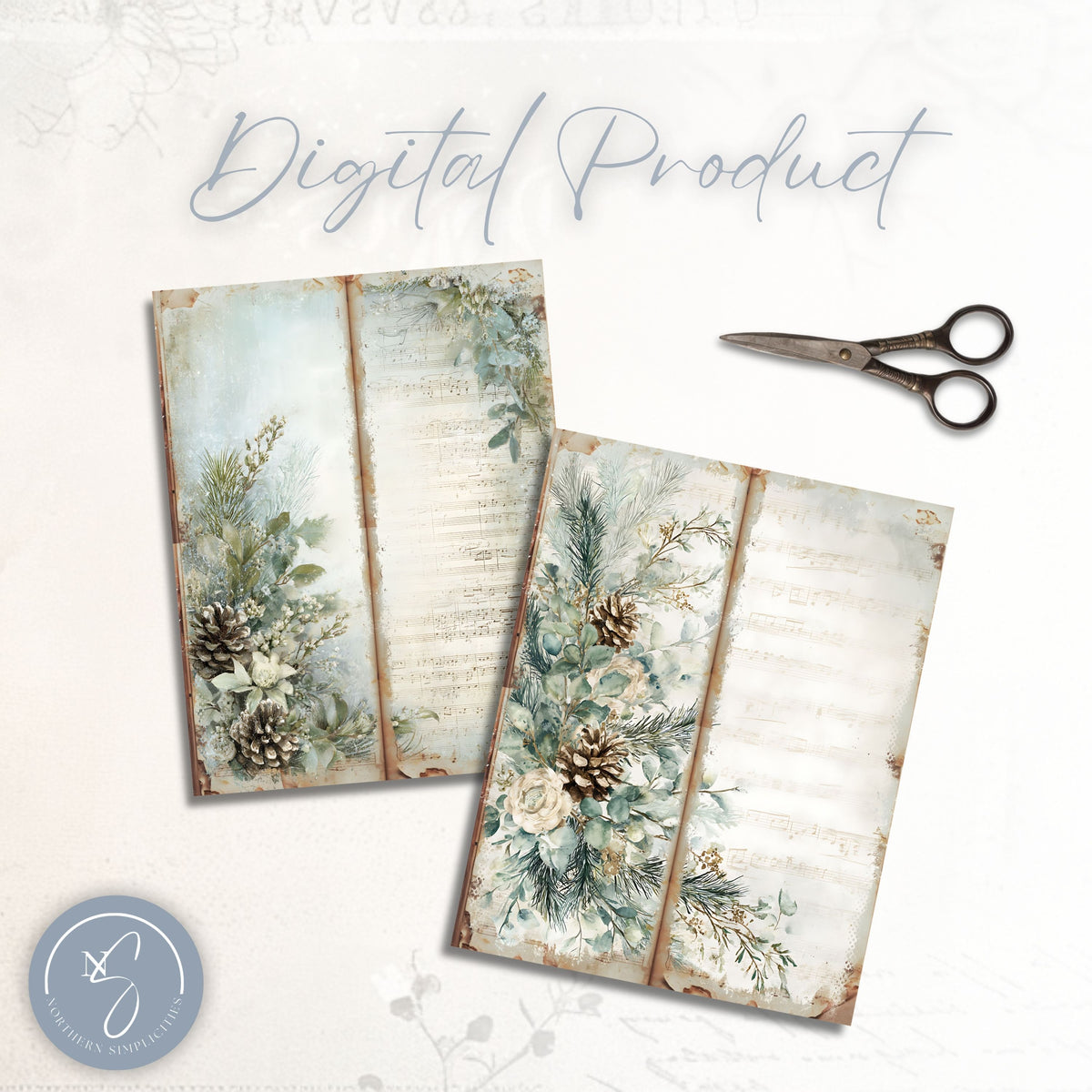 Winter Melodies Tall Journal Pages