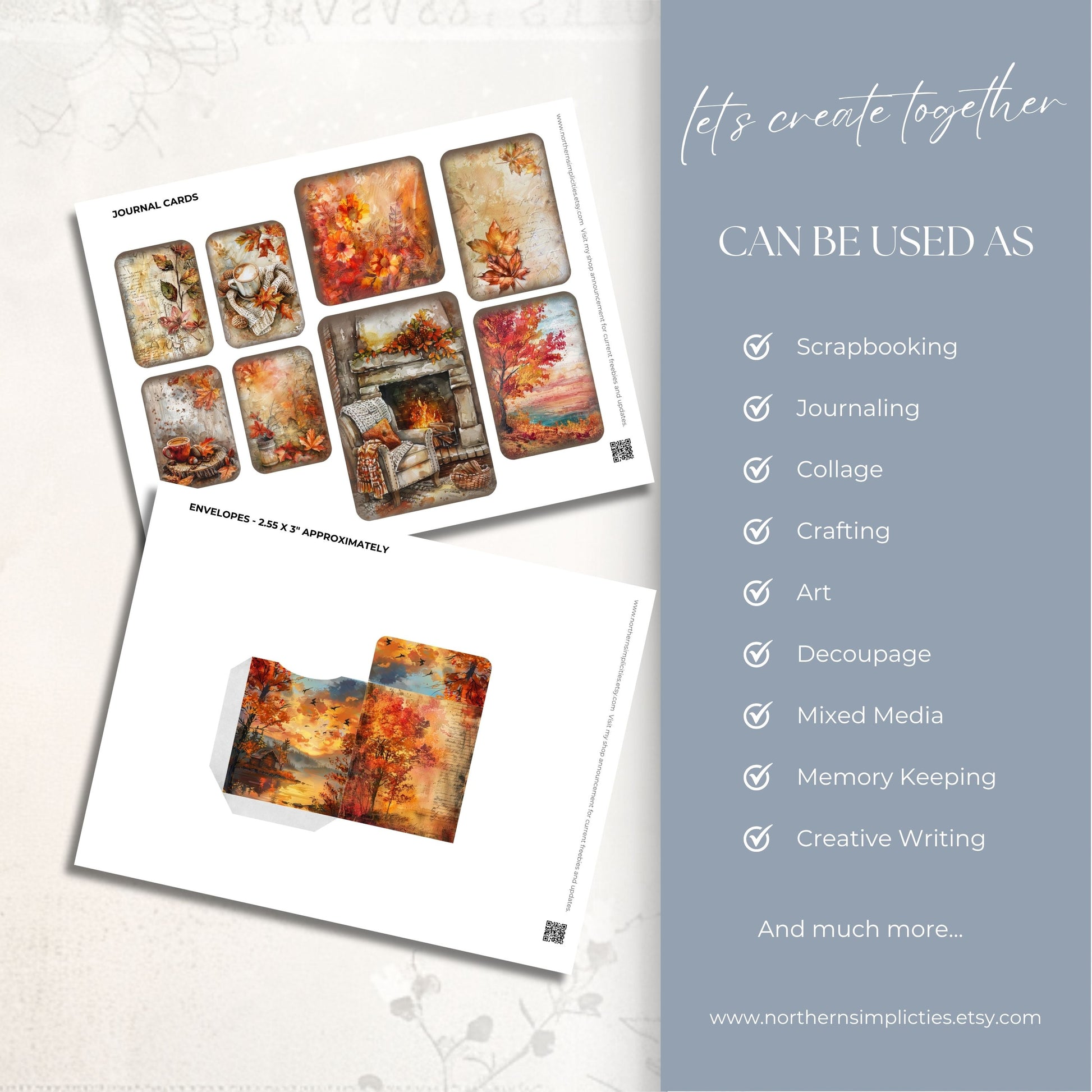Autumn Whimsy Journal Cards and Envelopes