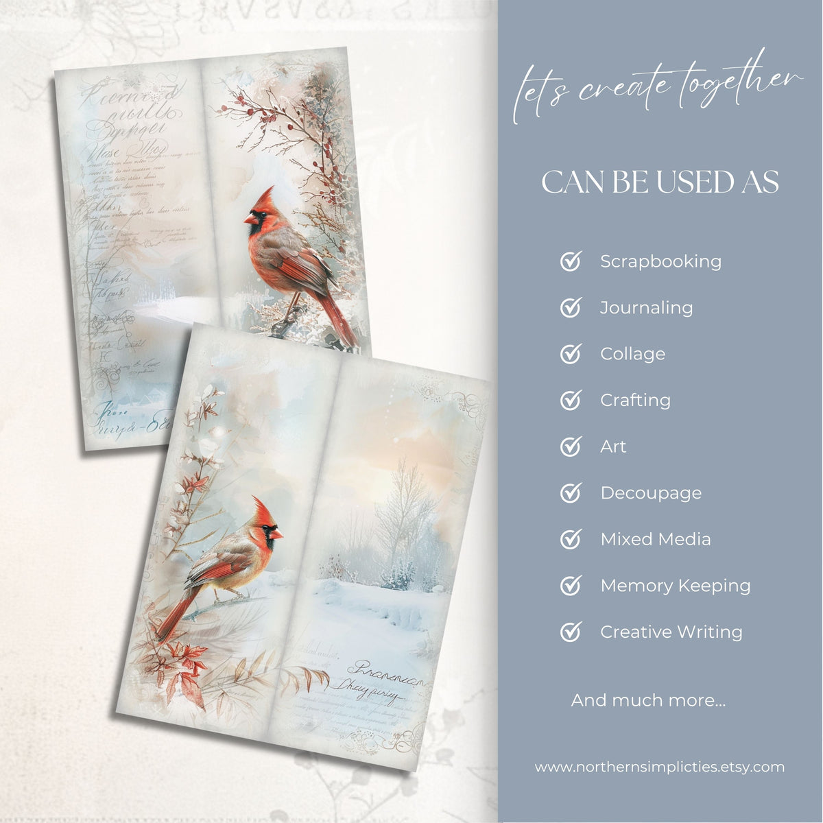 Cardinal Whispers Tall Journal Pages