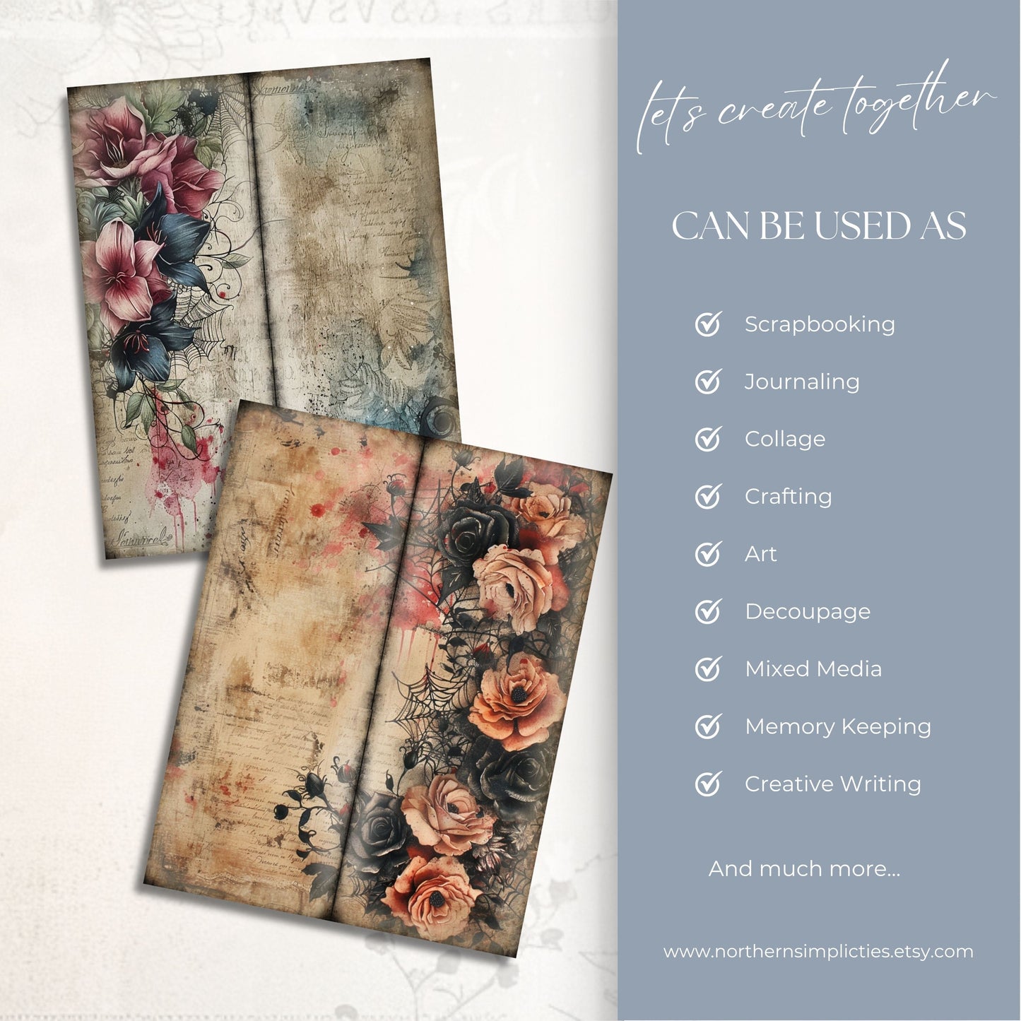 Haunted Blooms Tall Journal Pages