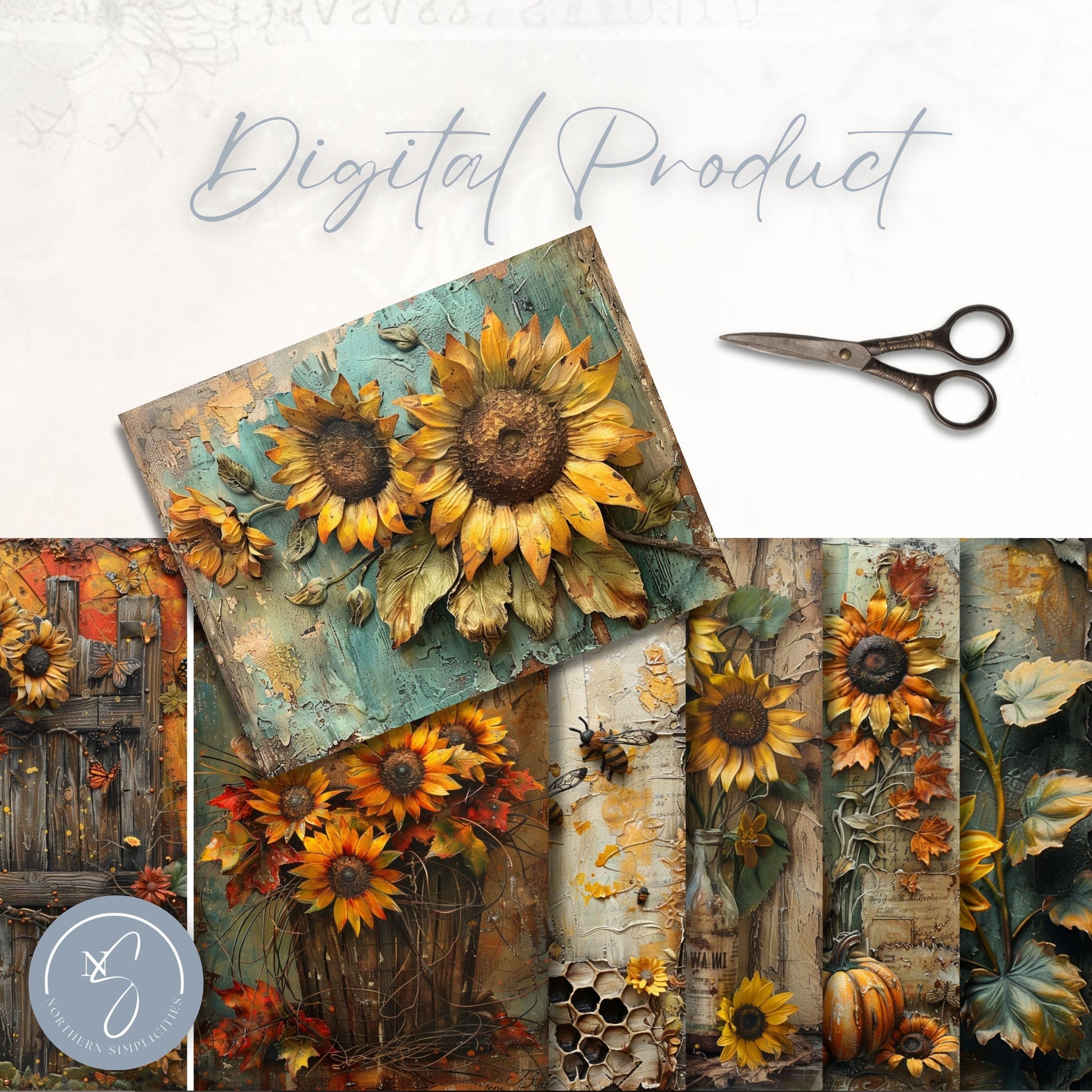 Rustic Sunflowers Junk Journal Kit