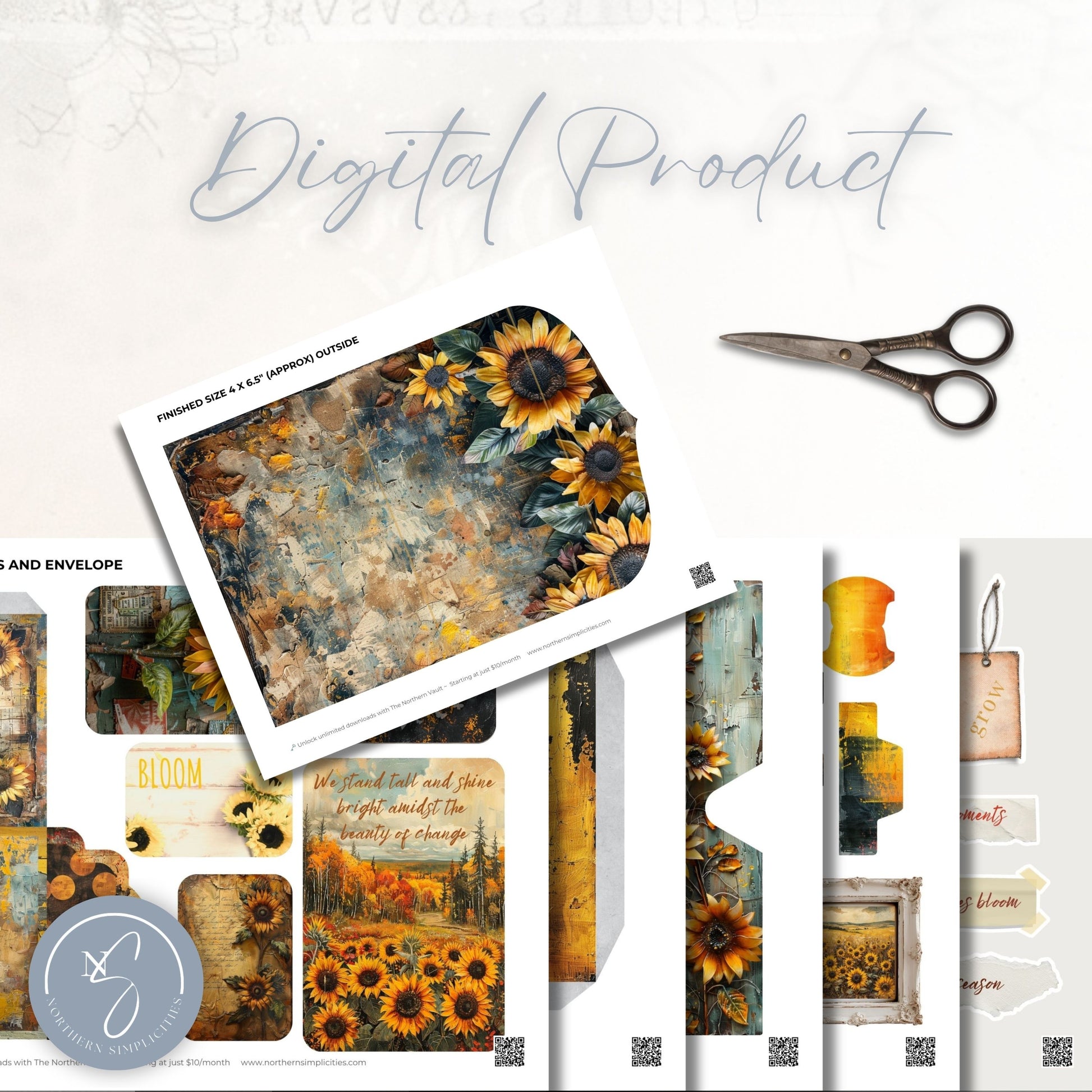 Rustic Sunflowers Junk Journal Kit