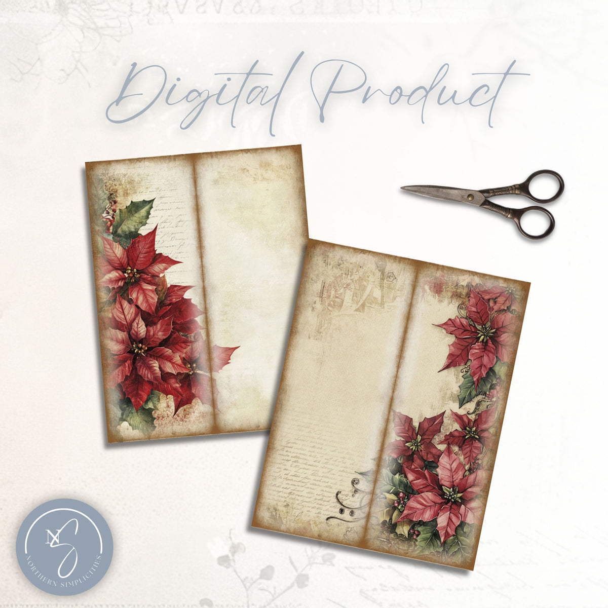 Poinsettia Perfection Tall Journal Pages