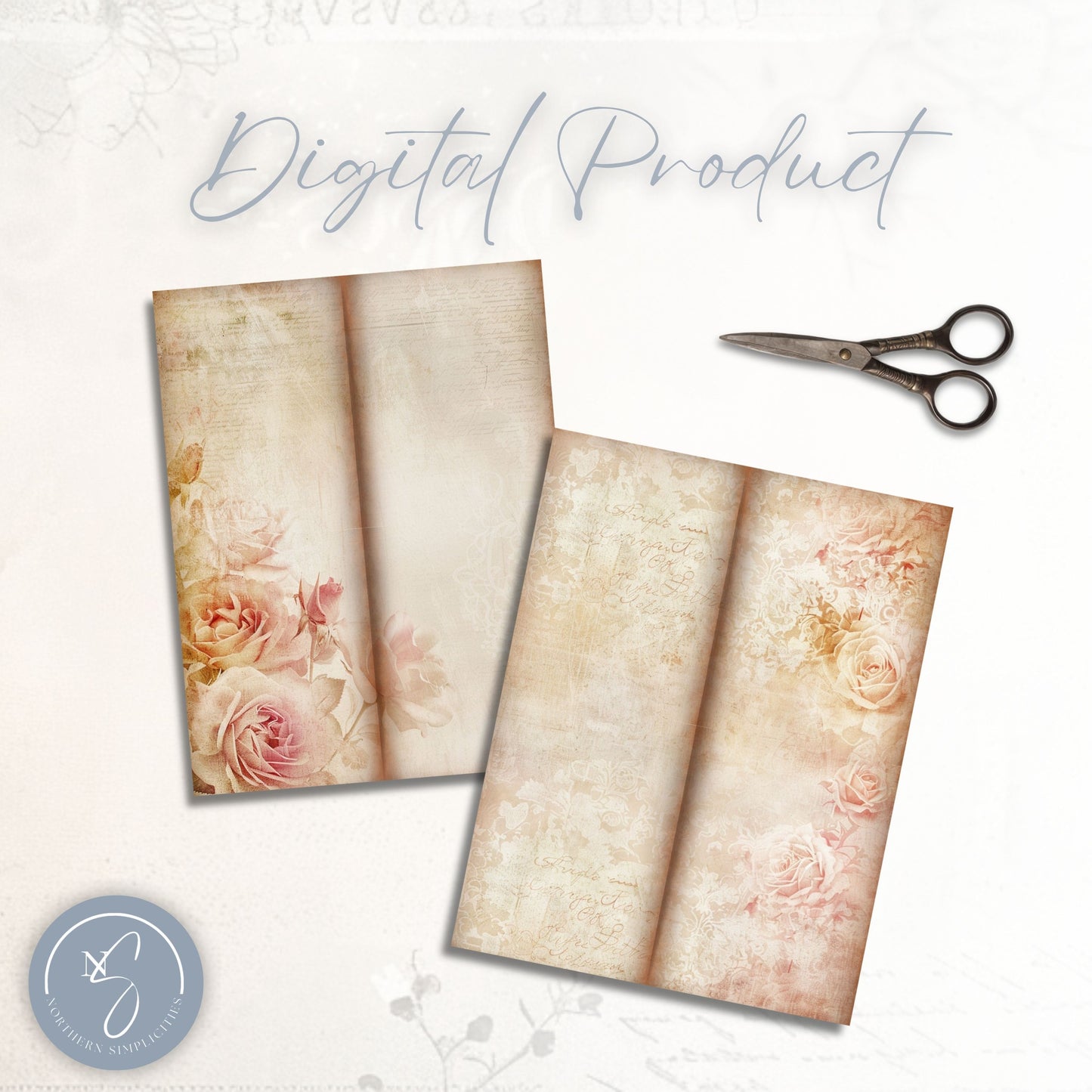 Valentine's Rose Tall Journal Pages