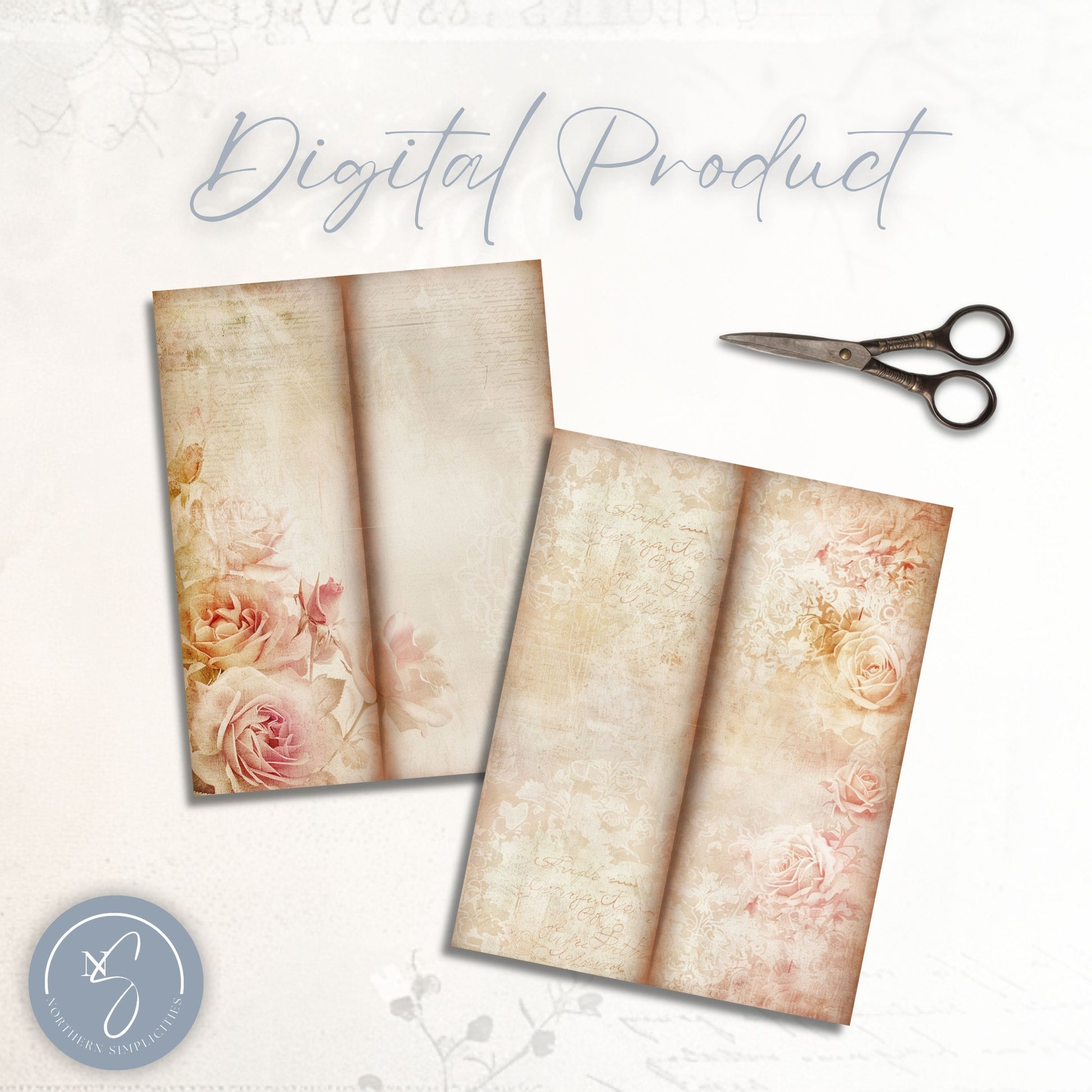 Valentine's Rose Tall Journal Pages