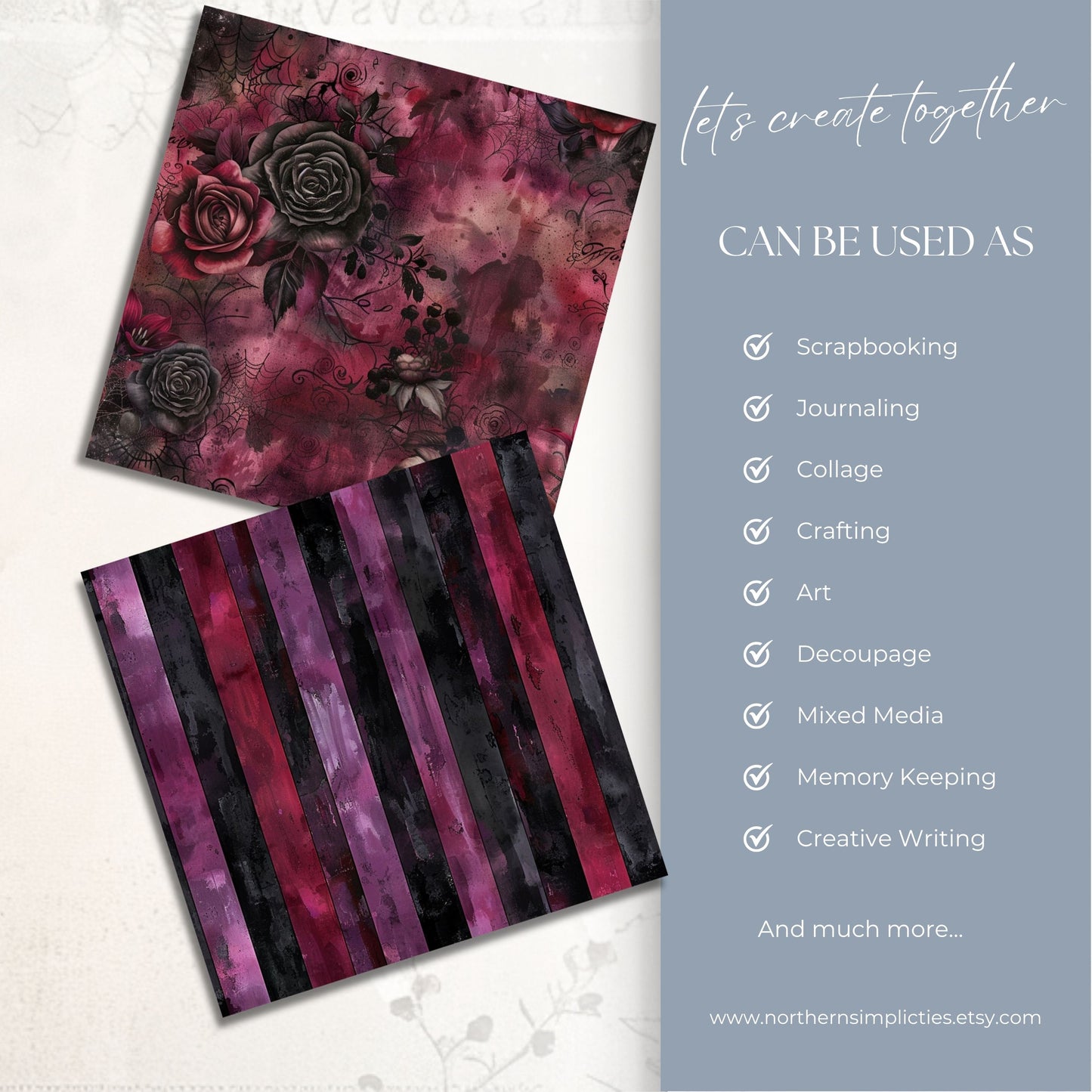 Haunted Blooms Gothic Digital Papers