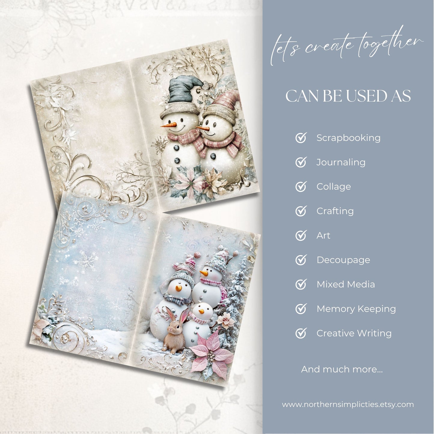 Frosty Friends Junk Journal Pages