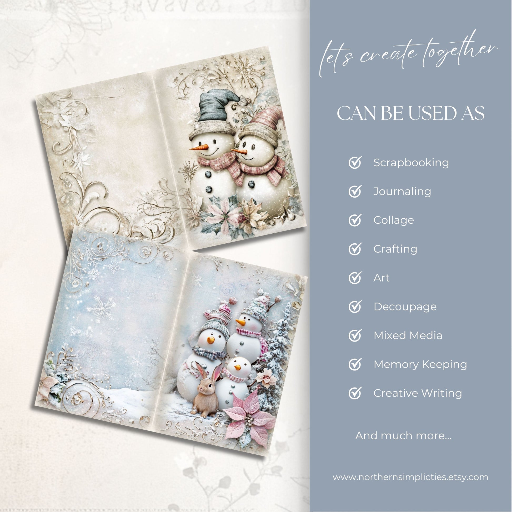 Frosty Friends Junk Journal Pages