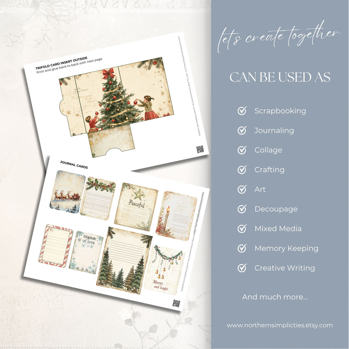 Classic Christmas Journal Cards and Mini Envelopes