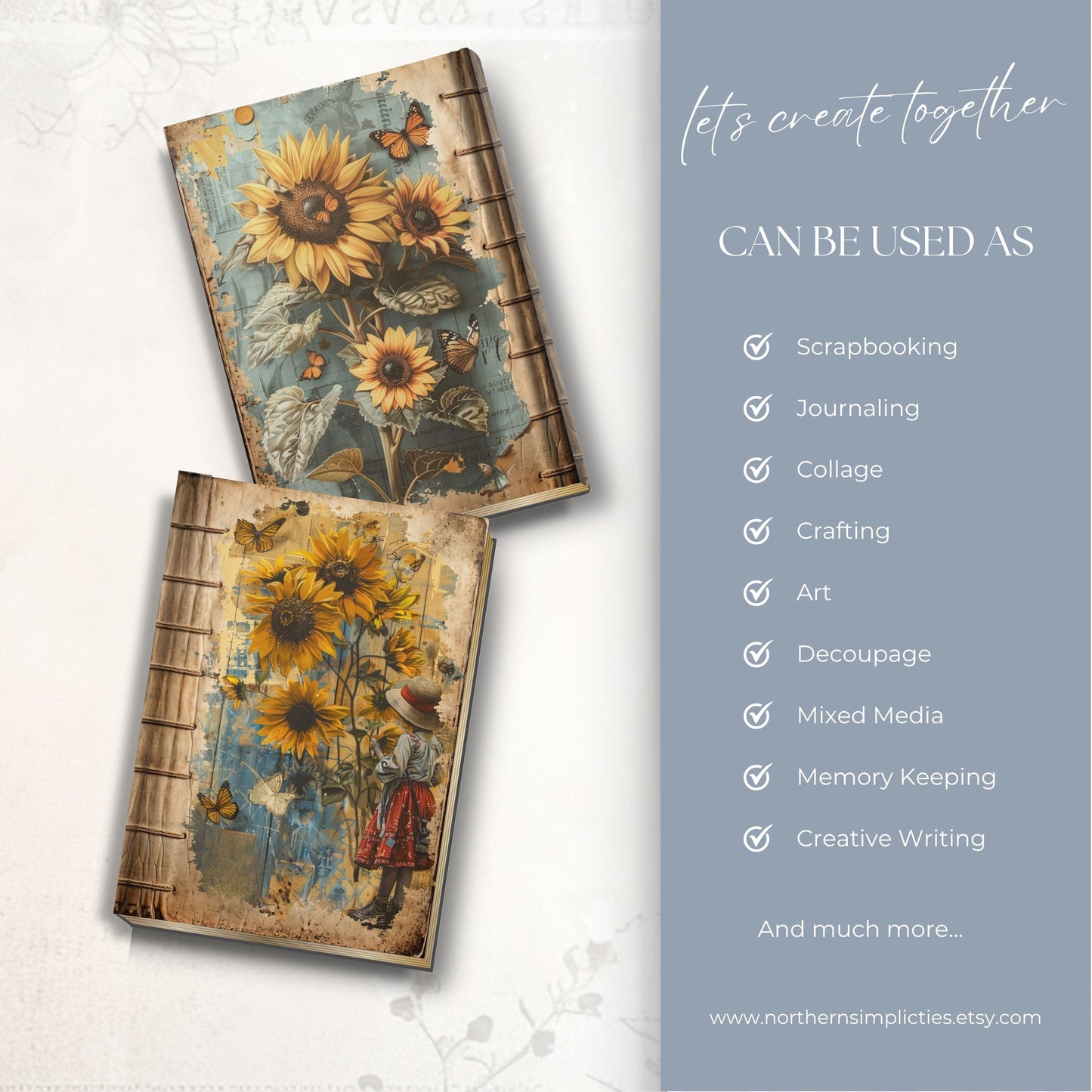 Rustic Sunflowers Junk Journal Kit
