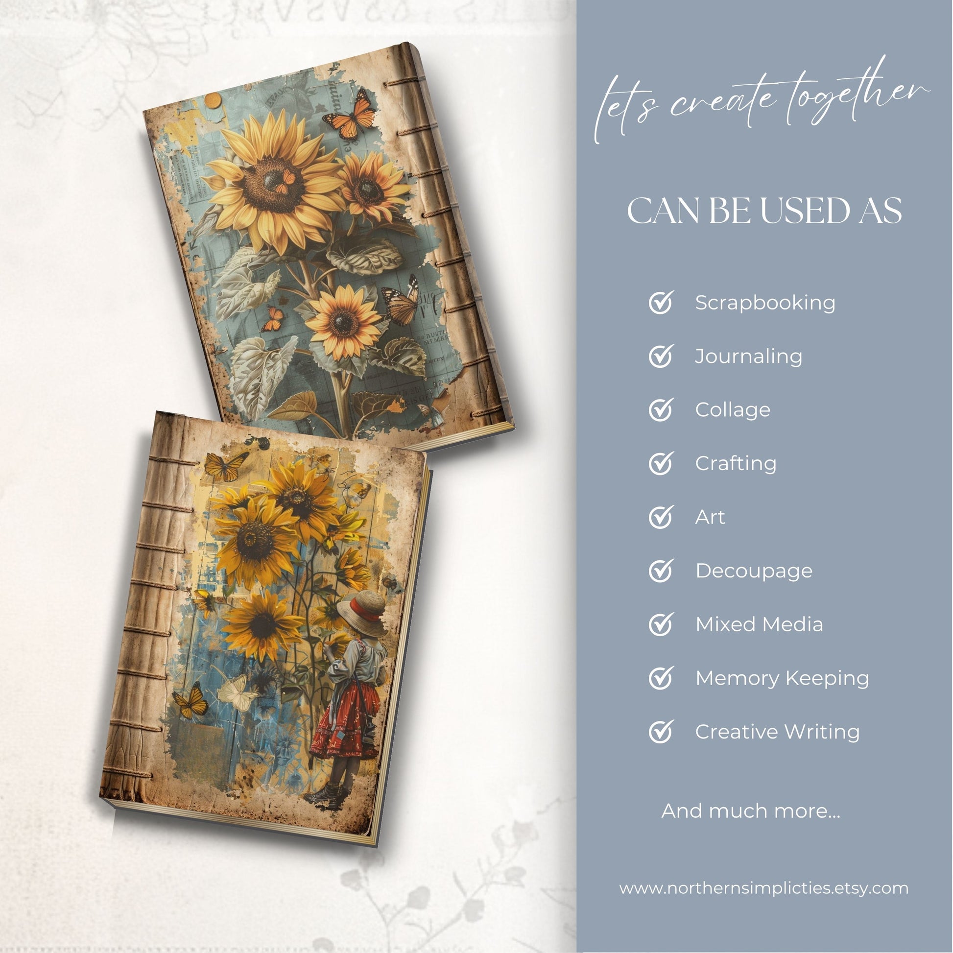 Rustic Sunflowers Junk Journal Kit