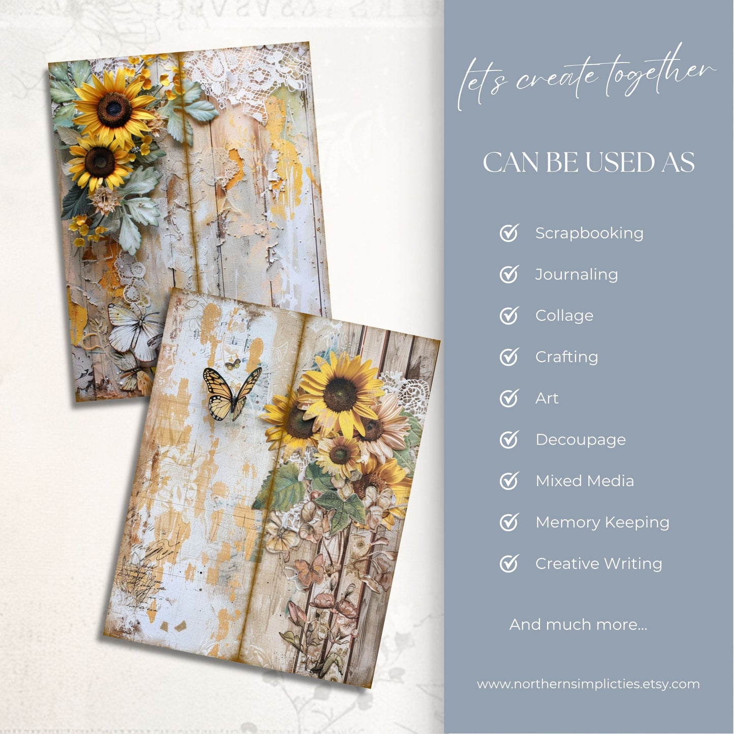 Sunflower Bliss Tall Journal Pages