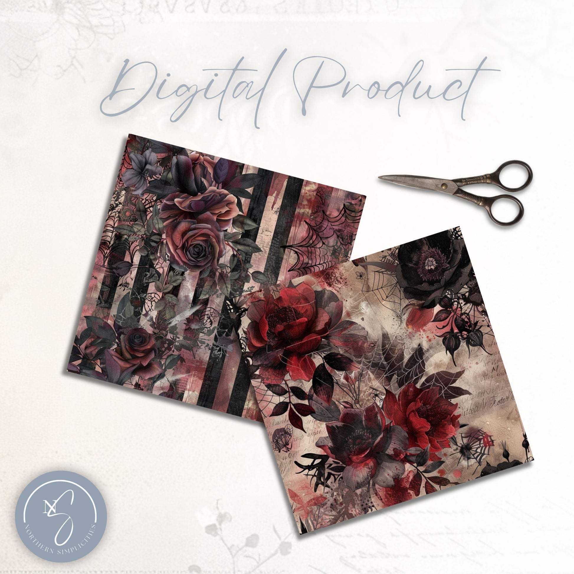 Haunted Blooms Gothic Digital Papers