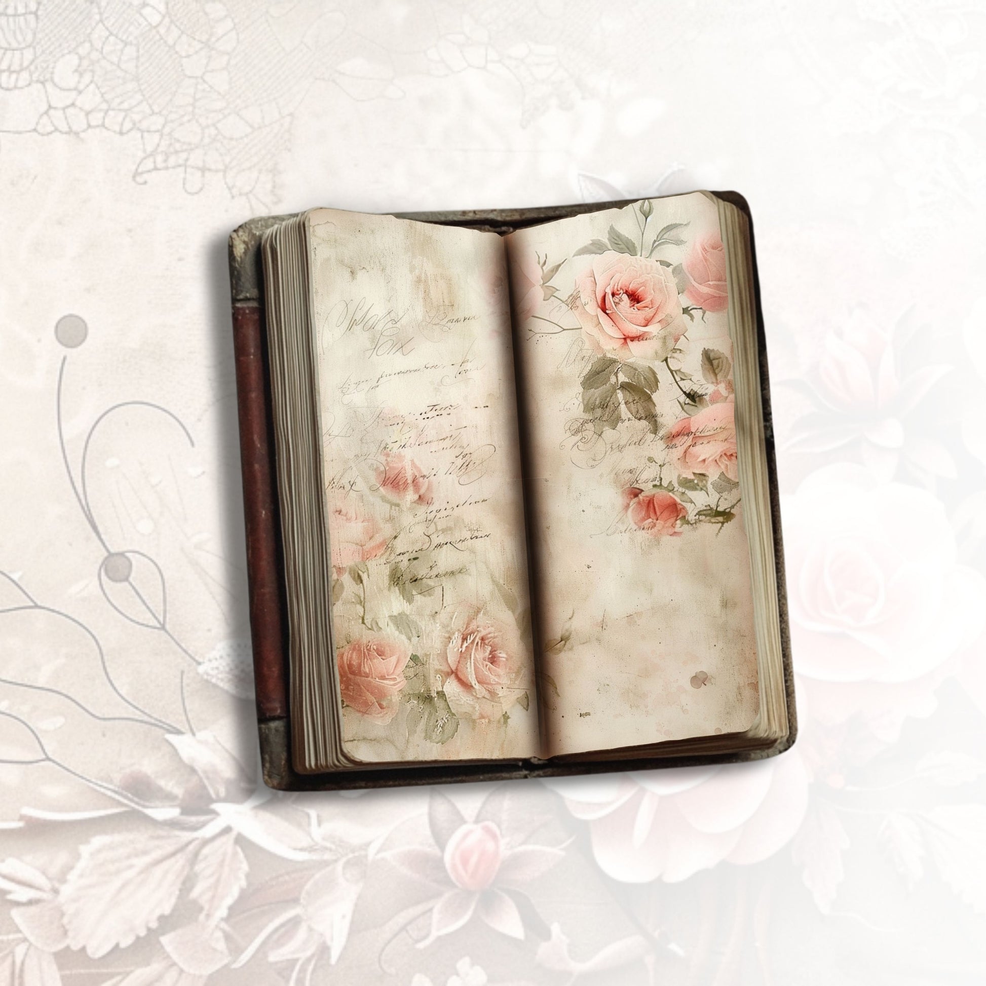 Valentine's Rose Tall Journal Pages