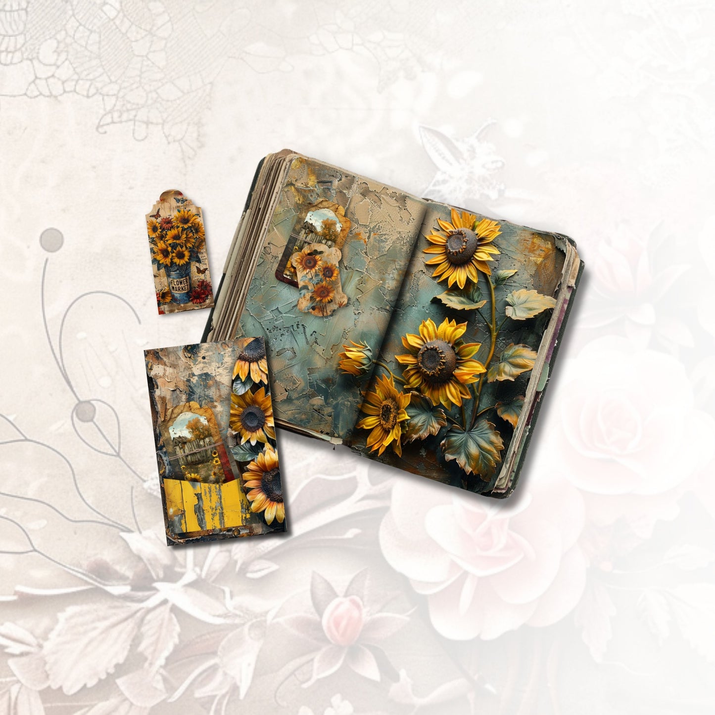 Rustic Sunflowers Junk Journal Kit