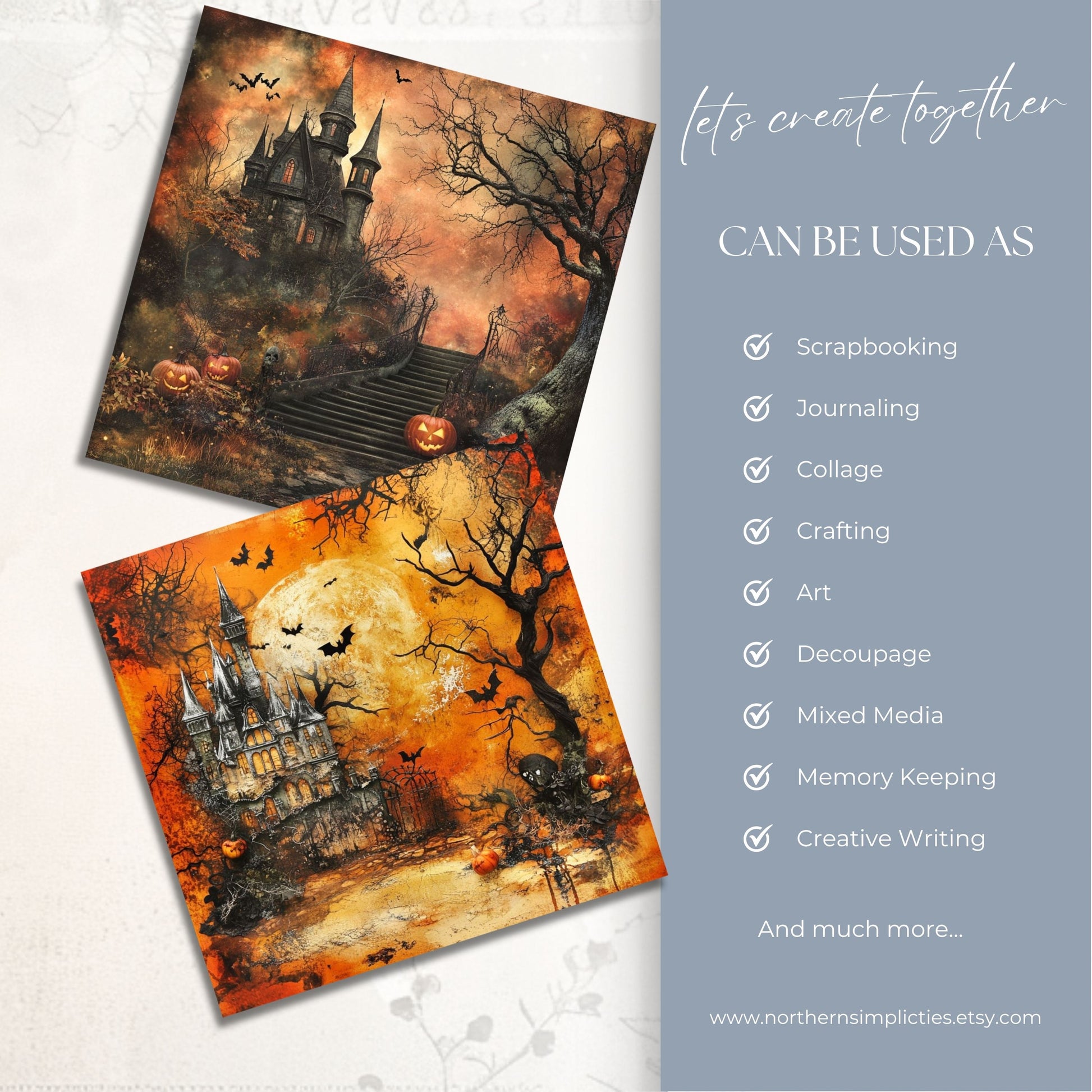 Spooky Reflections Halloween Digital Papers