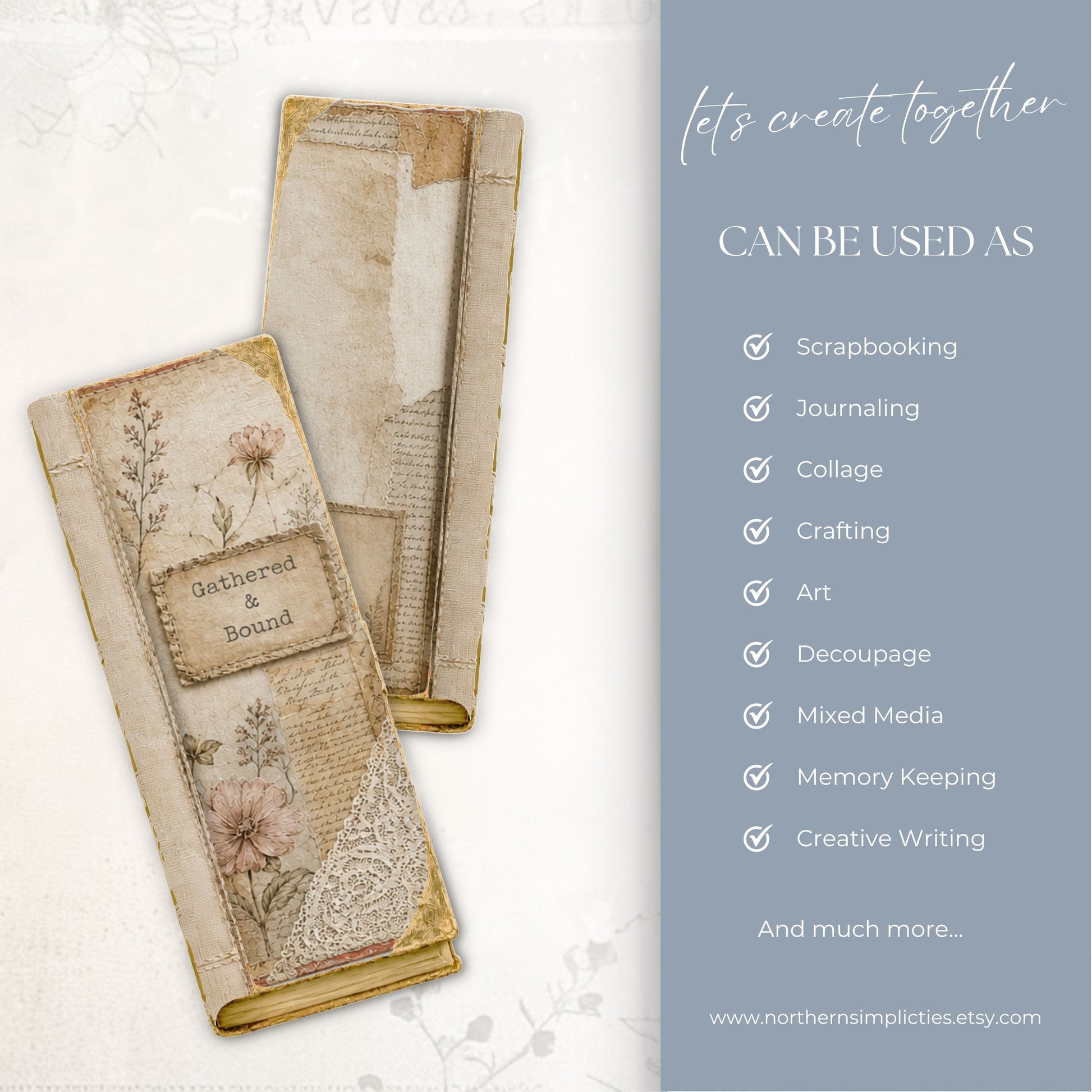Gathered and Bound Tall Journal Cover